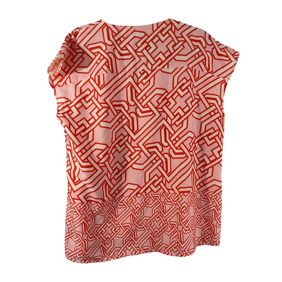 The Limited XL Orange Blouse Women Top Shirt Geometric Pattern Lined Modern - Picture 5 of 6